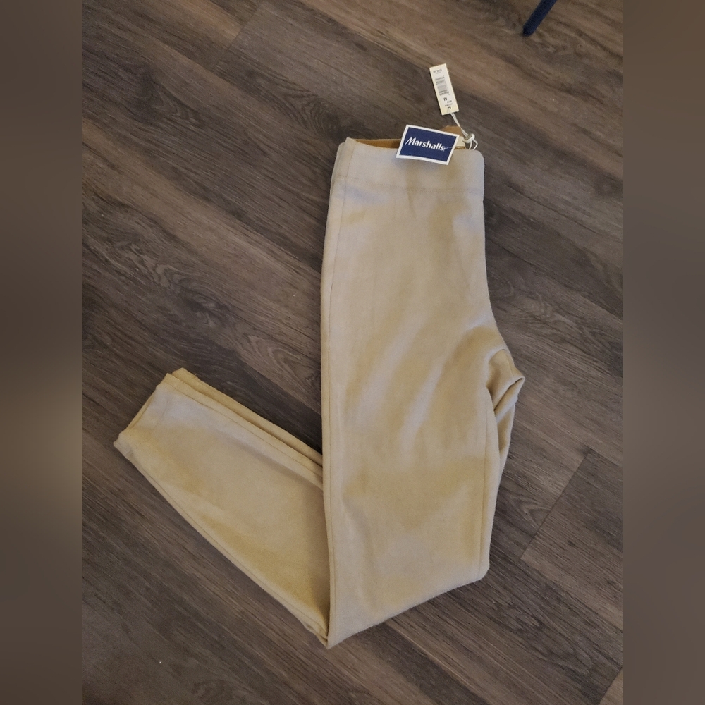 Max Studio Tan Leggings Faux Suede Full Length